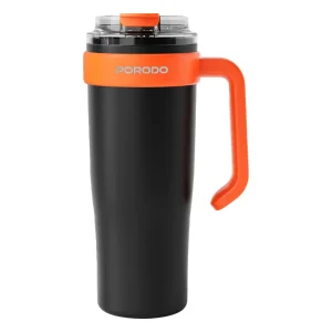 PORODO LIFESTYLE 6 BLADE PORTABLE BLENDER INSULATED MUG BLACK ORANGE PD-LFST159-BKOG