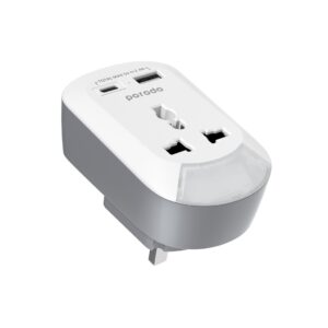 PORODO UNIVERSAL AC SOCKET UK PLUG ADAPTER NIGHLIGHT USB A / USB C WHITE PD-MSACUK-WH
