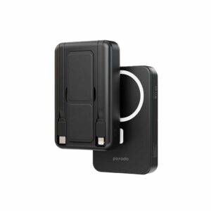 PORODO 10000 MAH MAGSAFE POWER BANK ATTACHED WITH TYPE C AND LIGHTNING CABLE BLACK PD-PBFCH040-BK