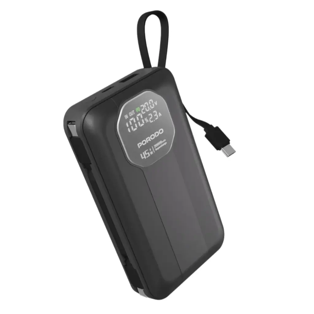 Stay powered wherever life takes you with the PORODO 20000mAh Power Bank PD-PBFCH081-BK.