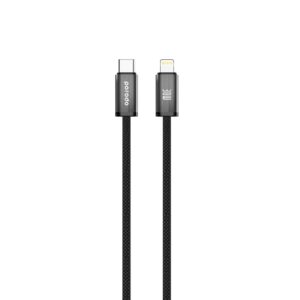 PORODO WOVEN BRAIDED TYPE C TO LIGHTNING CABLE 1.2M BLACK PD-W30LC1-BK