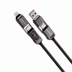 PORODO 4 IN 1 HIGH SPEED CHARGING 1.2M CABLE GRAY PD240WDDGY