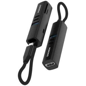 PORODO 7 IN 1 MULTI PORT USB HUB WITH 5 GBPS TRANSFER SPEED BLACK PD35037IN1BK
