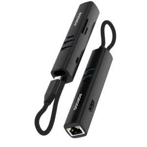 PORODO 8 IN 1 MULTI PORT USB HUB WITH 5 GBPS TRANSFER SPEED BLACK PD35038IN1BK