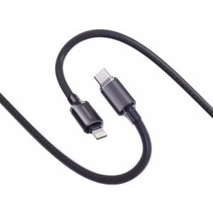 PORODO USB C TO LIGHTNING BRAIDED CABLE PD27W 1M BLACK PDCBL0037BK