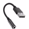 Enhance your audio setup with the Porodo AudioLink Female 3.5mm to USB-A Audio Jack Adapter (Black – PDCBL0041BK).