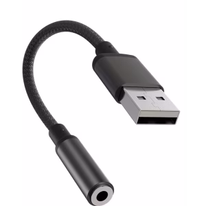 Enhance your audio setup with the Porodo AudioLink Female 3.5mm to USB-A Audio Jack Adapter (Black – PDCBL0041BK).