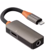 The Porodo AudioLink Duo Lightning + 3.5mm Jack Audio and Charge Splitter (Black Orange – PDETK14BKOG)