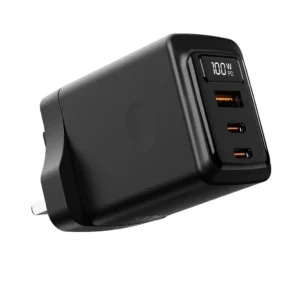 PORODO GAN 100W MULTI PORT WALL CHARGER TYPE C TO TYPE C CABLE BLACK PDFWCH073CBK