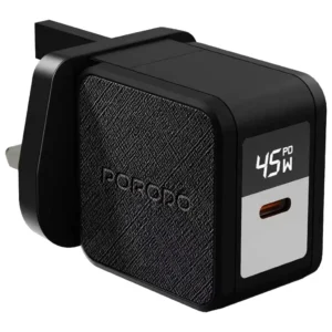 PORODO QUANTUM GAN 45W USB C WALL CHARGER WITH DIGITAL DISPLAY BLACK PDFWCH093BK