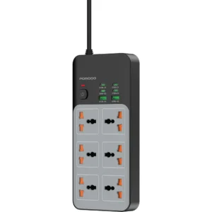 PORODO 3000W 6AC UNIVERSAL POWER STRIP WITH 6 USB 4C+2A GRAY PDFWCH100GY