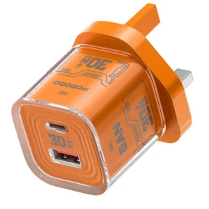 PORODO TEZCLARTE QUICK WALL CHARGER DUAL PORT FAST CHARGING ORANGE PDFWCH101OG