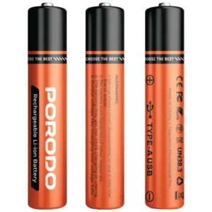 PORODO AA LI-ION BATTERY USB A RECHARGEABLE 4 PACK ORANGE PDJHAAOG