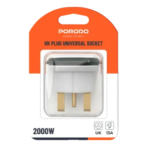 PORODO 2000W UK PLUG UNIVERSAL SOCKET WHITE-BLACK PDKT168BU