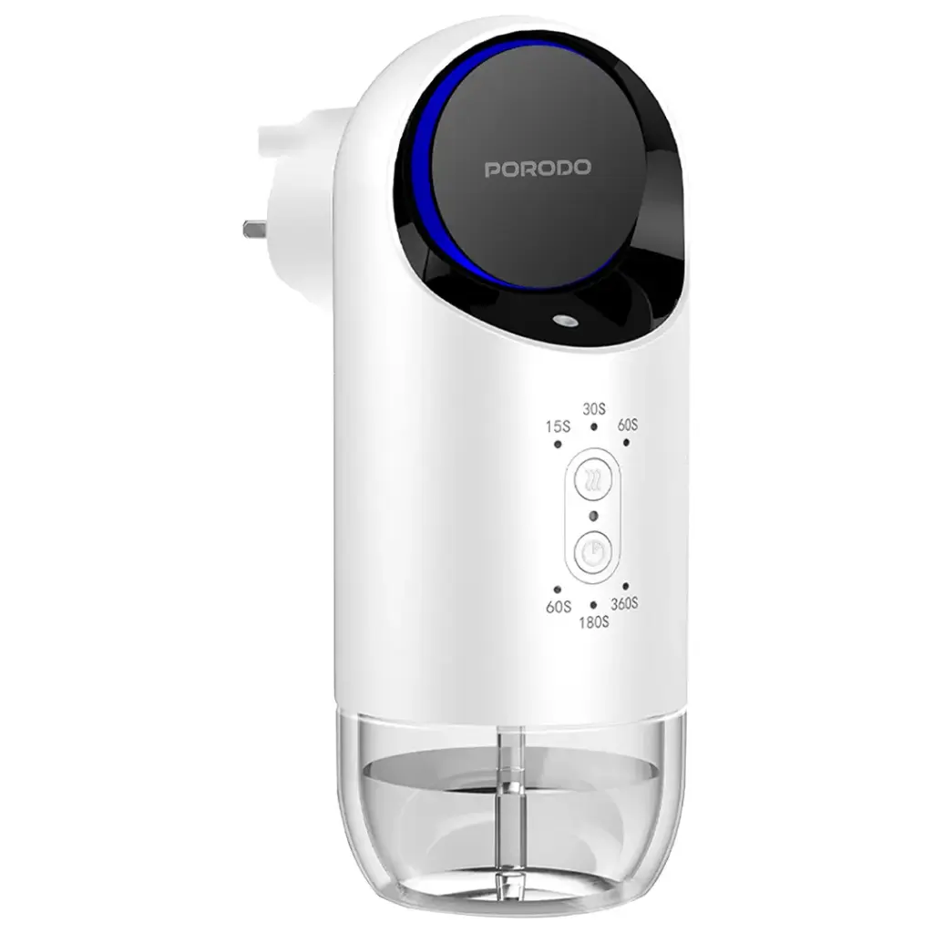 Create a calming atmosphere effortlessly with the Porodo Lifestyle Wall Plug-In Essential Oil Diffuser in sleek white.