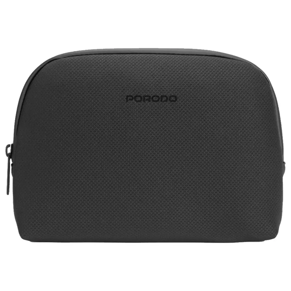 Stay organized in style with the Porodo Lifestyle Geneva Tech Accessory Pouch in sleek black.