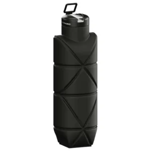 PORODO LIFESTYLE FOLD FLAT LEAKPROOF SILICONE BOTTLE BLACK PDLJ1026BK