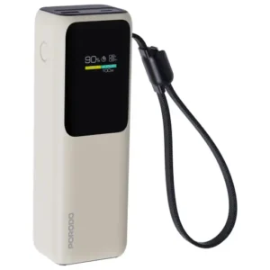 PORODO SMART DISPLAY 20000MAH POWER BANK BUILT IN TYPE C CABLE BEIGE PDPBFCH098BG