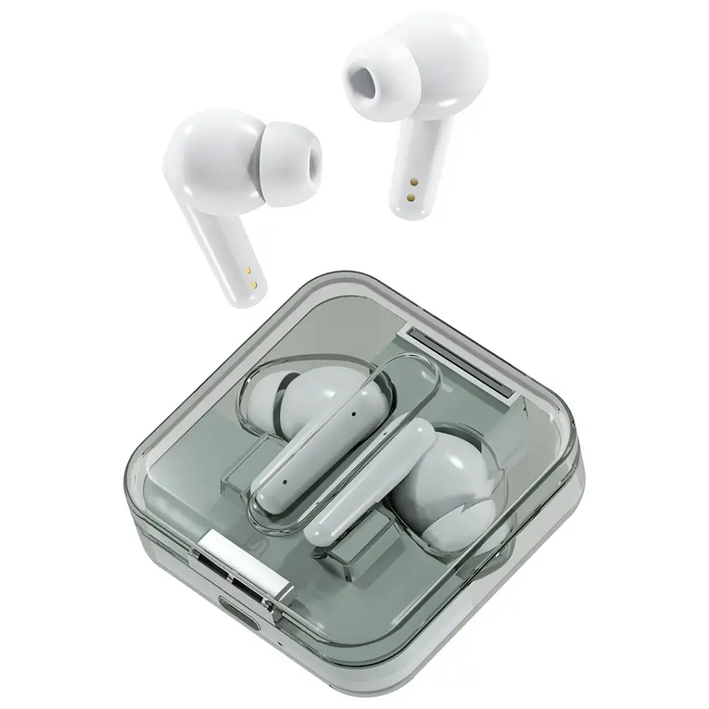 The Porodo Soundtech Vibe Wireless Earbuds (White) are designed to provide a premium audio experience combined with style and convenience.