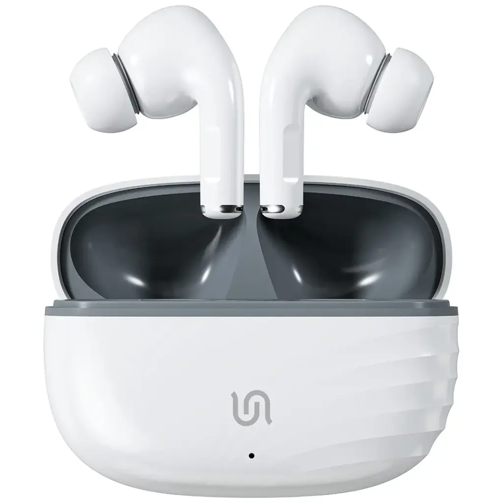 Experience the freedom of wireless audio with the Porodo Soundtech Nimbus True Wireless Earbuds in elegant white.