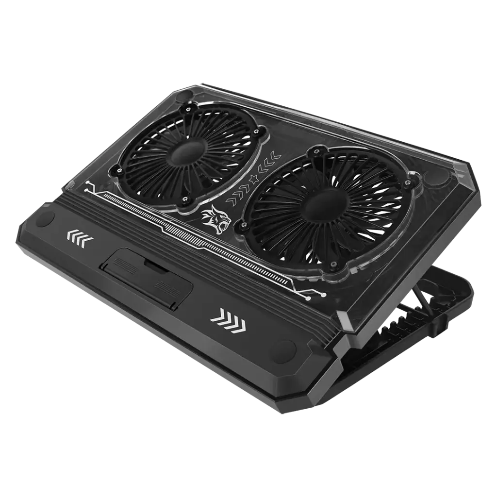 Stay ahead in the game with the PORODO Gaming Crystal Shell Laptop Cooling Pad Black PDX121-BK