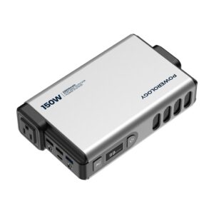 Powerology 32000mAh 150W Mini Power Station with AC Output – Grey (PPBCHA31)