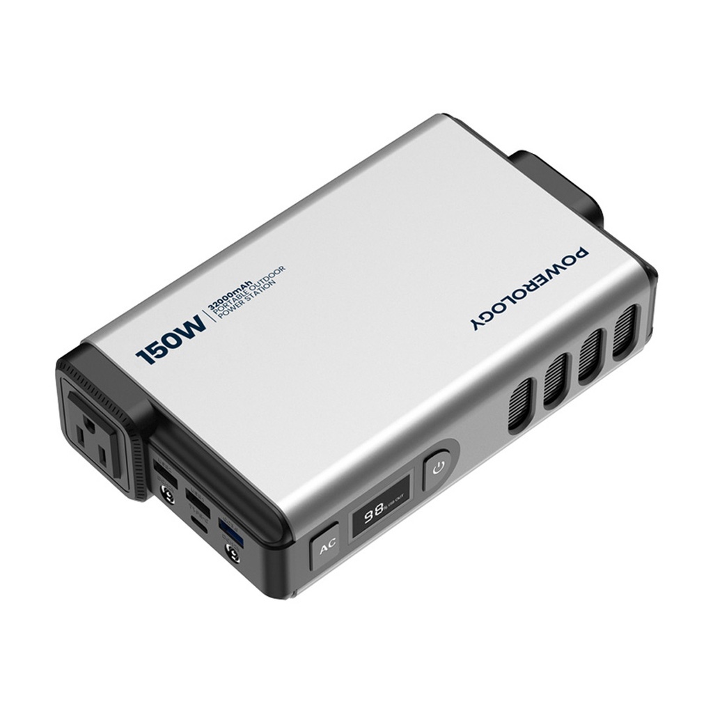 Powerology 32000mAh 150W Mini Power Station with AC Output – Grey (PPBCHA31)