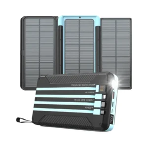 Powerology Solar Power Bank, 16000mAh Power Bank, PPBCHA70-BK, Solar charger, multi cable power bank, black solar bank, gadgets