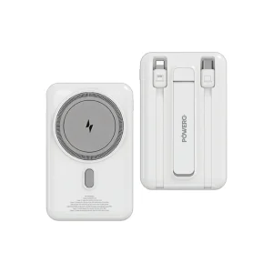 POWERO PLUS 22.5W 10000MAH MAG GRIP MAGSAFE POWERBANK WITH USB C AND LIGHTNING CABLE WHITE PR-PBMG220T-WH