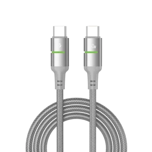 POWERO PLUS LUCENT ALLOY BRAIDED CABLE WITH LED INDICATOR TYPE C TO TYPE C 60W 1.2M GREY PR-LCBD12CC-GY
