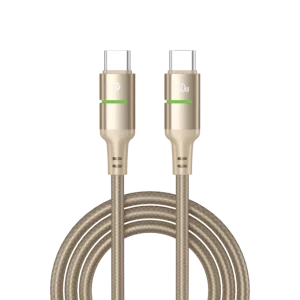 POWERO PLUS LUCENT ALLOY BRAIDED CABLE WITH LED INDICATOR TYPE C TO TYPE C 60W 1.2M DESERT TITANIUM PR-LCBD12CC-DT