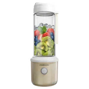Blend your favorite smoothies anytime, anywhere with the Powerology Press & Refresh Portable Blender in white.