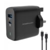 Powerology Dual Port Ultra Quick GaN Charger with USB-C to USB-C 60W Cable – Black