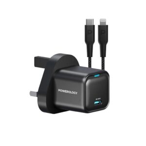 POWEROLOGY GaN Charger 20W USB C to Lightning Black