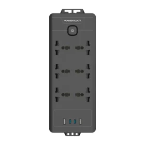POWEROLOGY 6AC 2500W POWER STRIP BLACK PWCUQC034