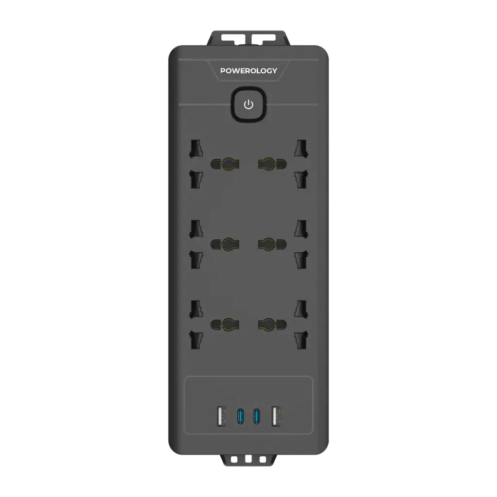 POWEROLOGY 6AC 2500W POWER STRIP BLACK PWCUQC034