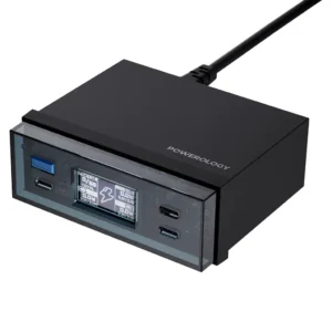 Streamline your workspace with the Powerology Power Hub Desktop Charging Station (PWCUQC048BK)