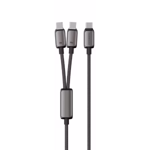 POWEROLOGY ZINCO SERIES 2 IN 1 DUAL USB C CABLE PD100W 1.2M DARK GREY PWDC100DGY