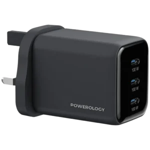 POWEROLOGY VOLT-X 100W MULTI PORT GAN WALL CHARGER PD100W BLACK PWP1910BK