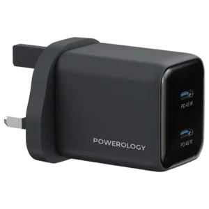 POWEROLOGY VOLT-X 45W DUAL PORT GAN WALL CHARGER BLACK PWP4845AWCBK