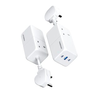 Powerology 65W Power Strip with Dual Power Socket – White (PWPS65W-WH)