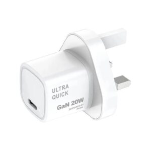 PAWA SOLID GAN CHARGER TYPE C PORT PD20W UK STANDARD WHITE PW-GN20UK-WH