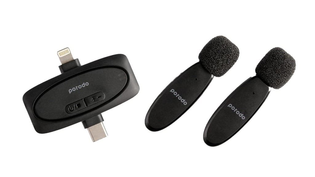 Porodo Wireless Lavalier Microphone & Charging Case - Black - Image 3