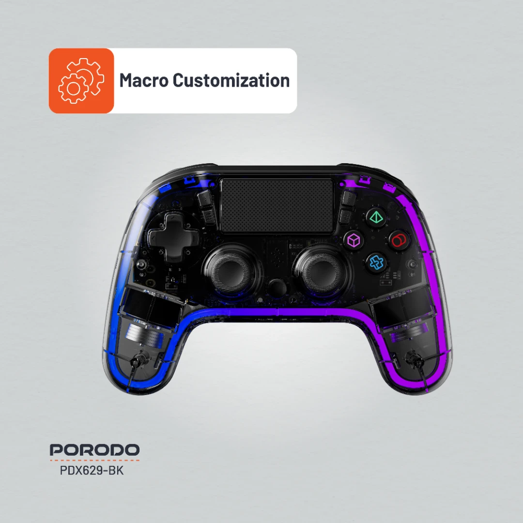 PORODO GAMING CRYSTAL SHELL PS4 RGB CONTROLLER BLACKPDX629-BK - Image 5