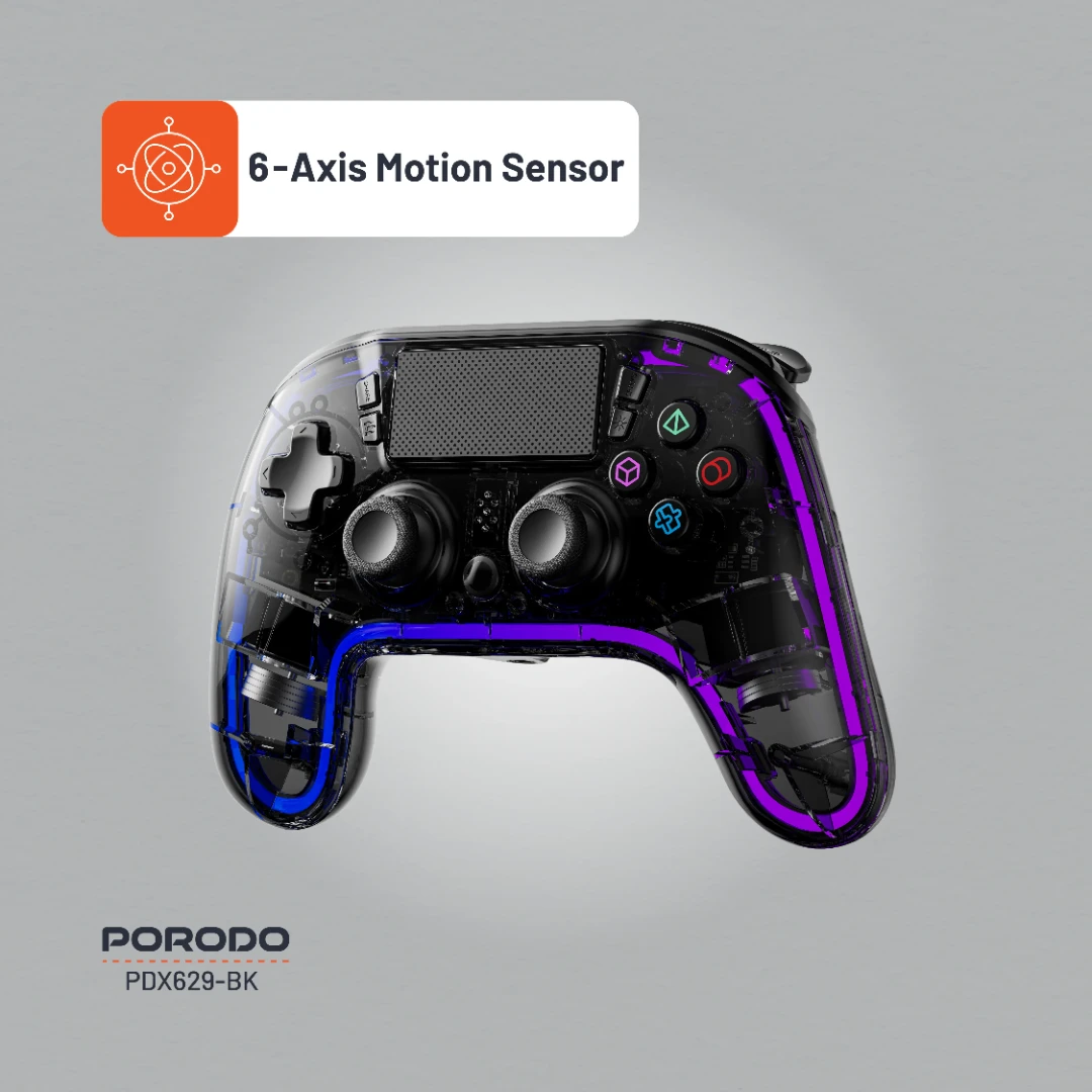 PORODO GAMING CRYSTAL SHELL PS4 RGB CONTROLLER BLACKPDX629-BK - Image 4