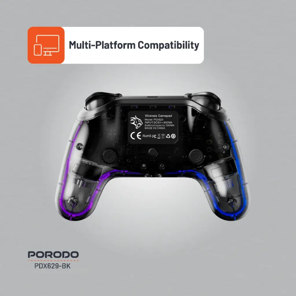 PORODO GAMING CRYSTAL SHELL PS4 RGB CONTROLLER CLEAR PDX629-CL - Image 6