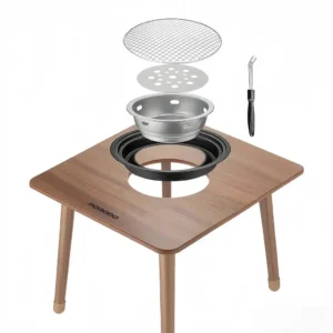 PORODO LIFESTYLE MULTI PURPOSE OUTDOOR SQUARE GRILL TABLE BROWN PDSCT15BR