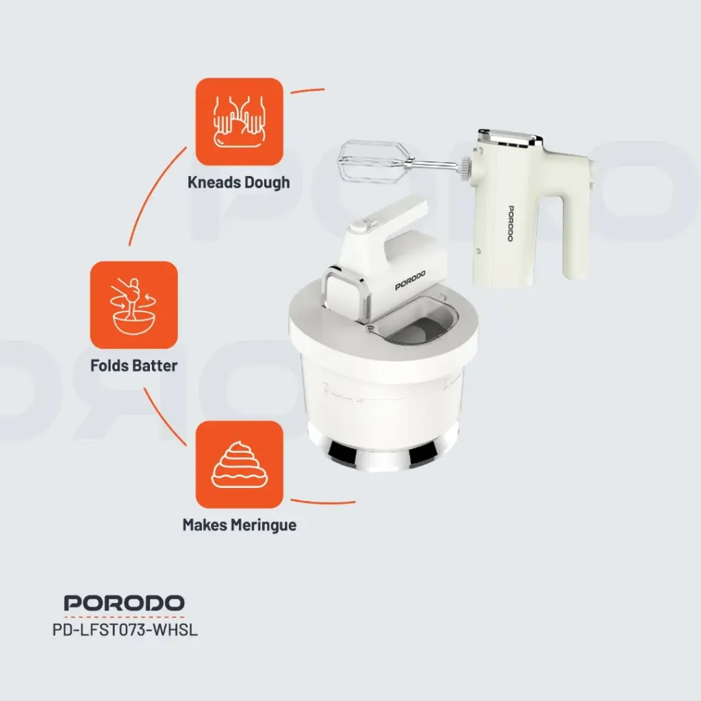 PORODO LIFESTYLE SPILL PROOF DUAL MODE MIXER WHITE SILVER PD-LFST073-WHSL - Image 8