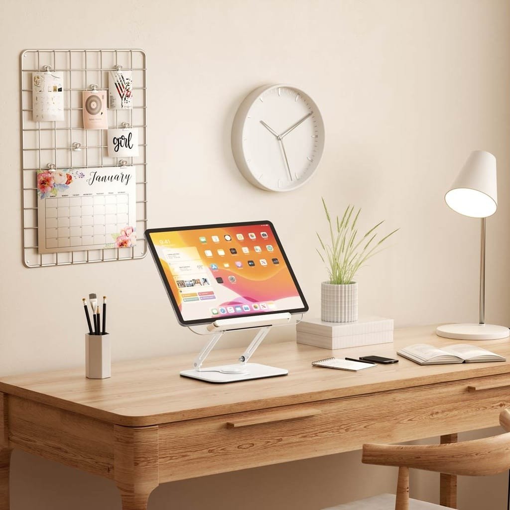PORODO ROTATING TRANSPARENT MULTI PURPOSE STAND WHITE PD-TRN360S-WH - Image 3