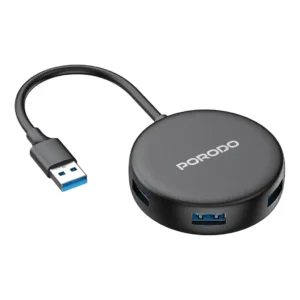 Porodo USB 3.0 Multi-Port Hub with USB-C Power Support – Black PD51CHBBK